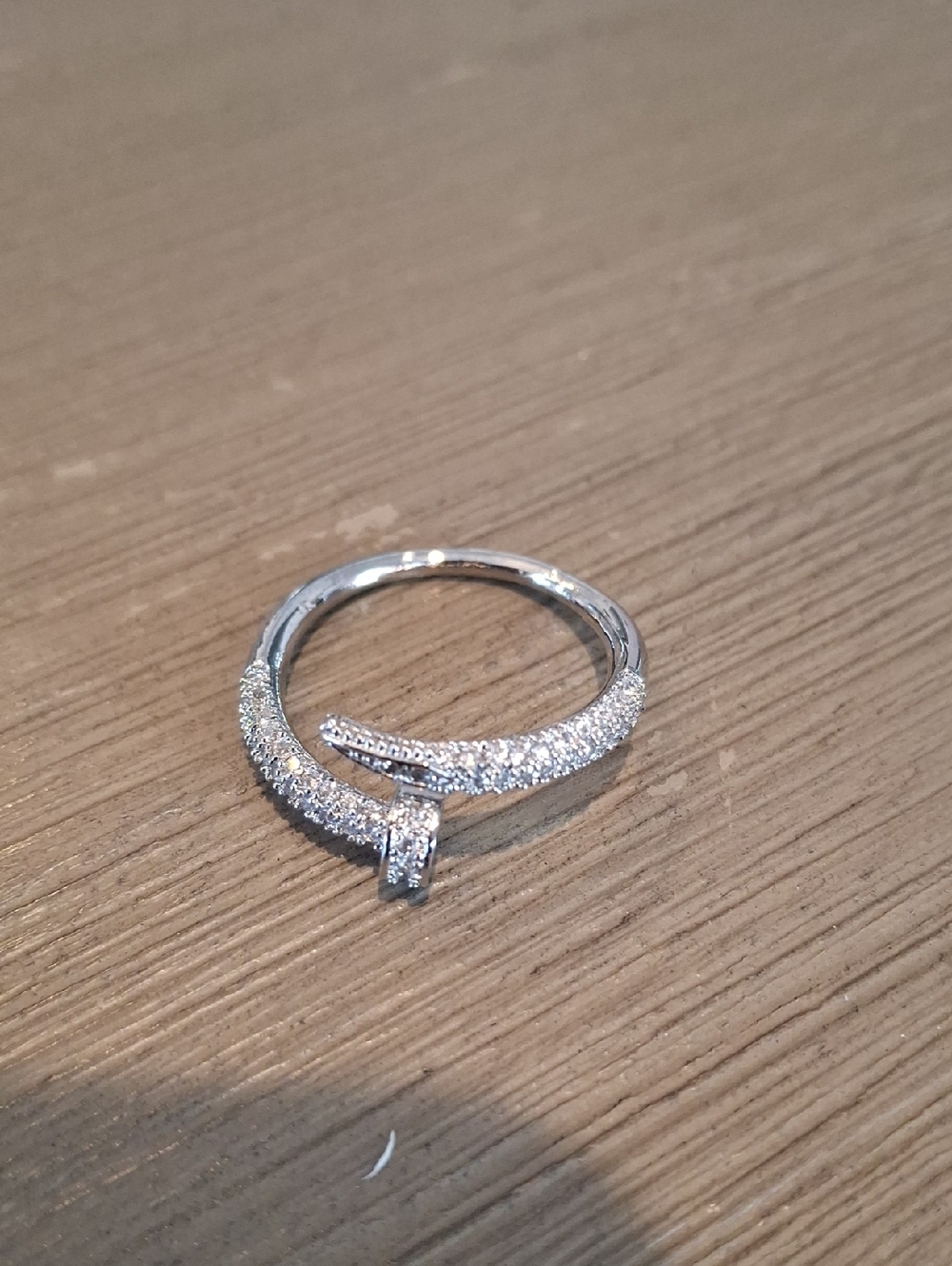 Sterling Silver Pave Knot Ring - White